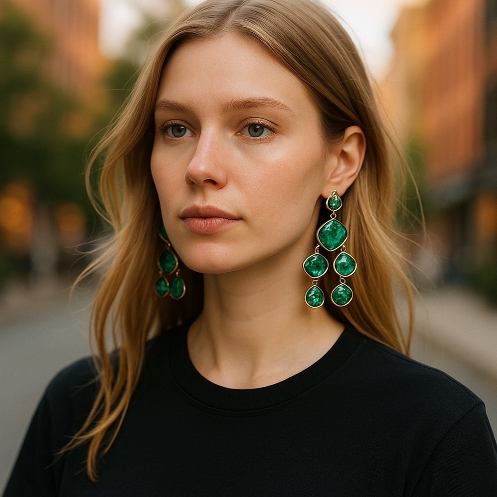 Elegant Green Drop Earrings
